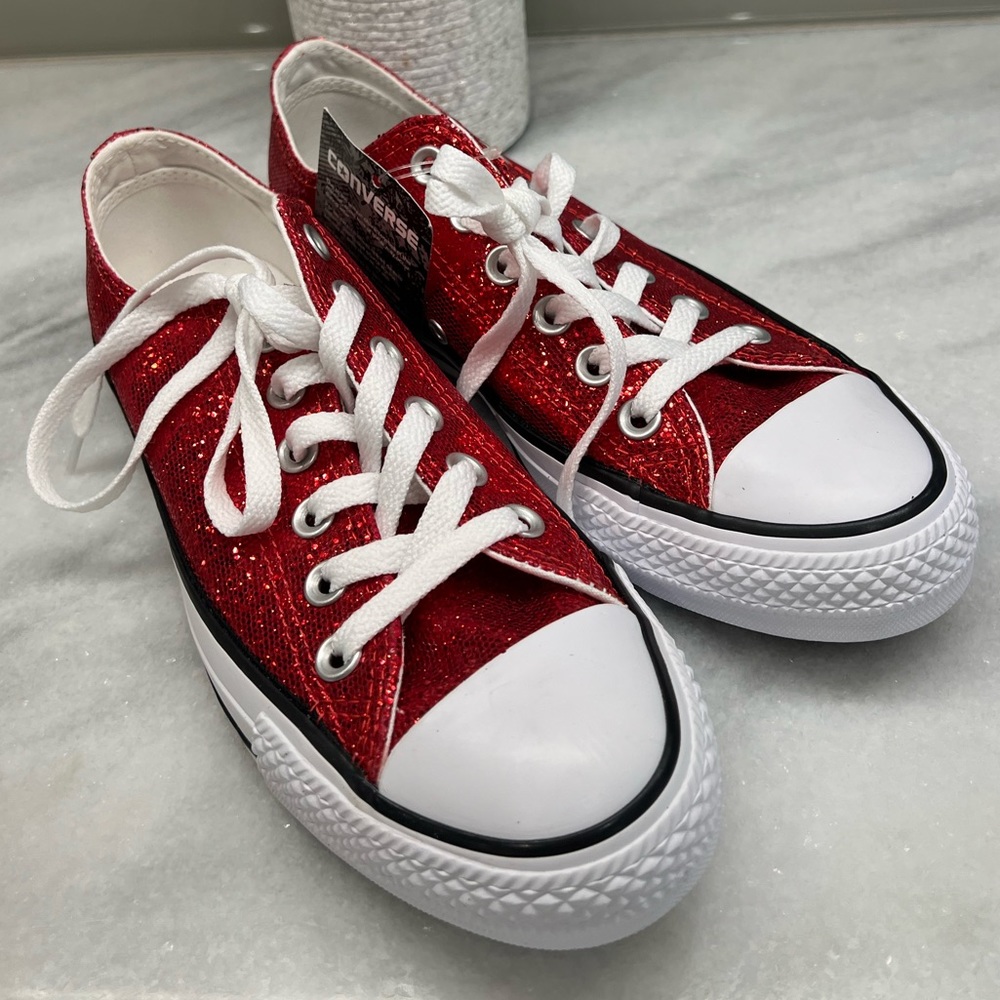 Converse Shoes | Sparkly Red Converse Rare | Color: Red/White | Size: 7
